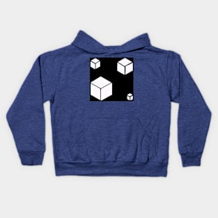 Black and White Cubes Geometric Abstract Acrylic Painting Kids Hoodie